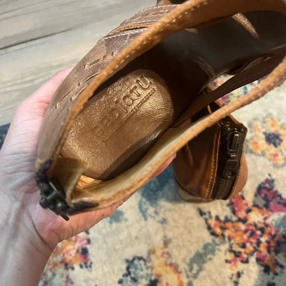 Bed Stu Tan Leather Wedge Sandals - Picture 10 of 11